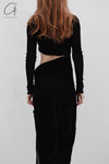Un morceau velvet lace stitching waist details dress um231ls07 black PUM35